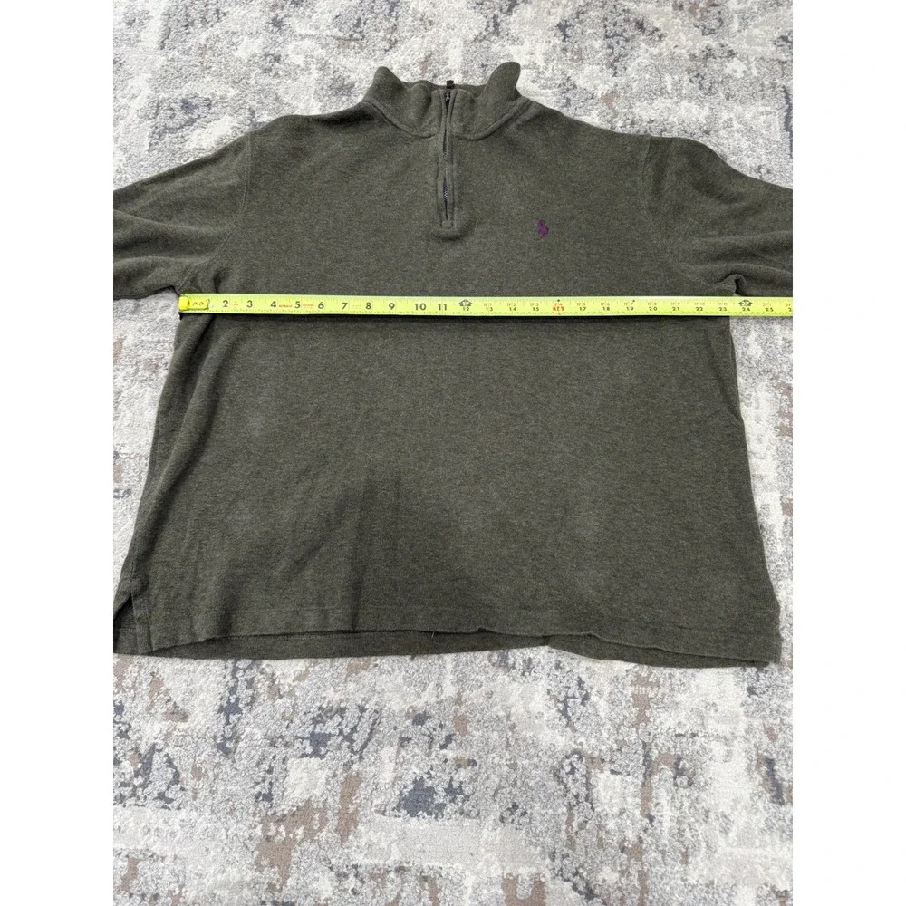 Polo Ralph Lauren Sweater Large Green Estate Rib 1/4 Zip Preppy Academia Golf